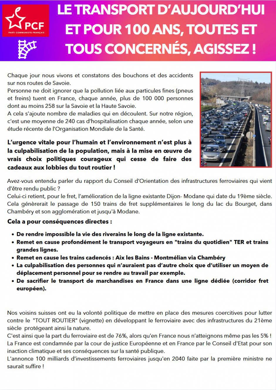 Signez notre pétition sur les transports en Savoie