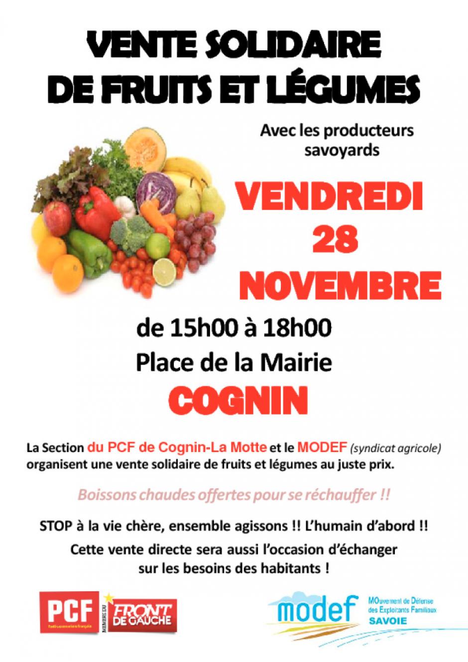 [Cognin] vente solidaire de fruits et légumes