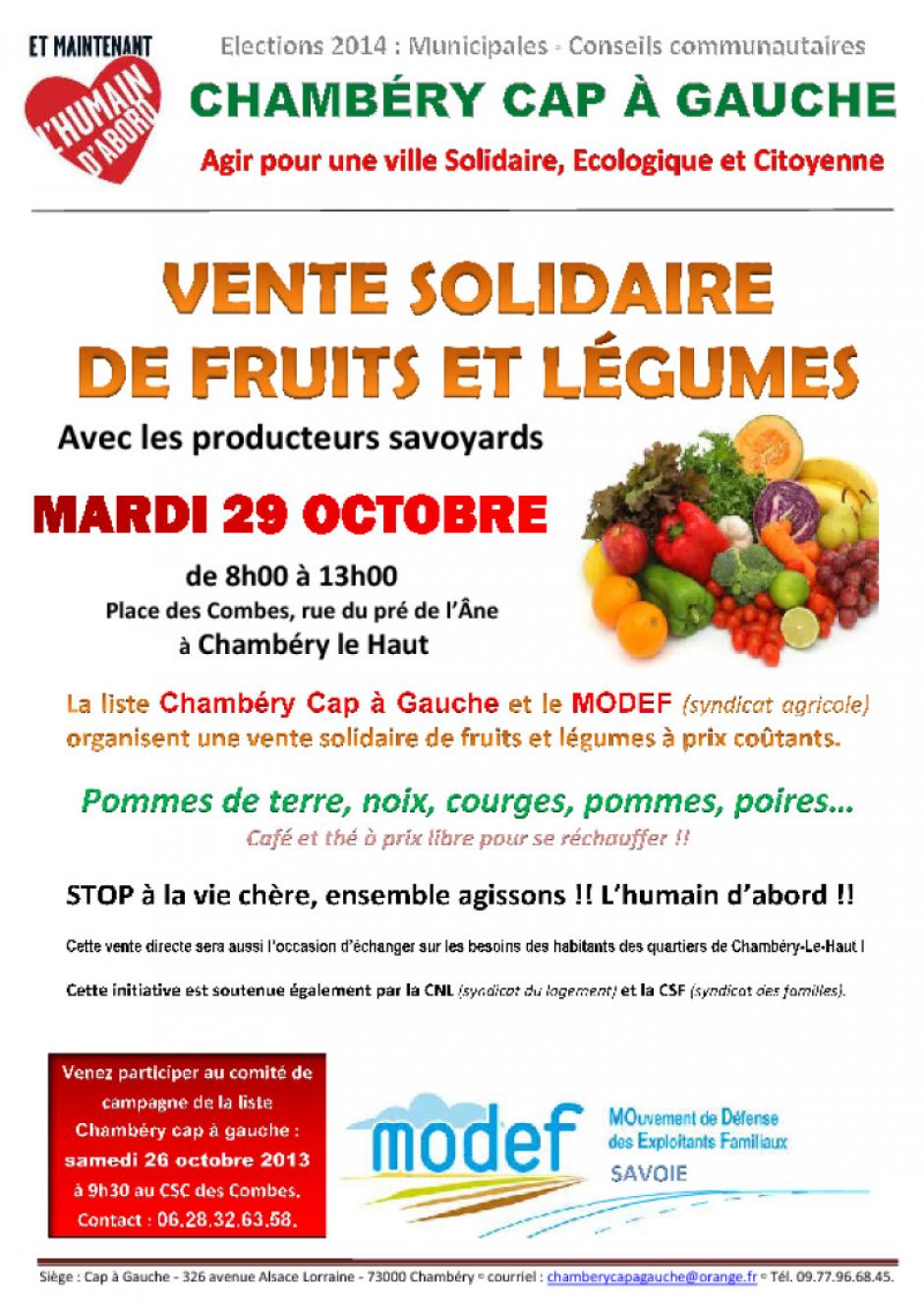 Vente de légumes à prix coutants - Chambéry
